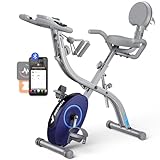 MERACH Folding Exercise Bike for Home - 4 in 1 Magnetic Stationary Bike with16-Level Resistance, Exclusive APP, 300LB Capacity and Large Comfortable Seat Cushion