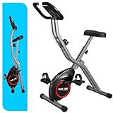 KURONO Stationary Exercise Bike for Home Workout |2024 Upgraded 4 IN 1 Foldable Indoor Cycling Bike for Seniors | 330LB Capacity, 16-Level Magnetic Resistance, Seat Backrest Adjustments Black