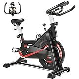 RELIFE REBUILD YOUR LIFE Exercise Bike with Adjusable Resistance & Comfortable Seat Indoor Stationary Cycling Bike with LCD Monitor Fitness Bicycle with Heavy Duty Flywheel for Home Gym Cardio Workout Machine New Version, Weight Capacity 400LBS