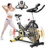 pooboo Magnetic Resistance Cycling Bike, Belt Drive Indoor Exercise Bike Stationary LCD Monitor with Ipad Mount ＆Comfortable Seat Cushion for Home Cardio Workout, Training Upgraded Version